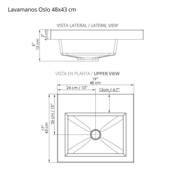 COMBO LAVAMANOS OSLO + MUEBLE GODAI PISO 48X43cm + CUBO 48 - Imagen 7