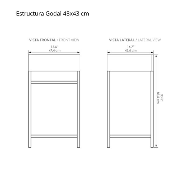 COMBO LAVAMANOS OSLO + MUEBLE GODAI PISO 48X43cm + CUBO 48 - Imagen 6